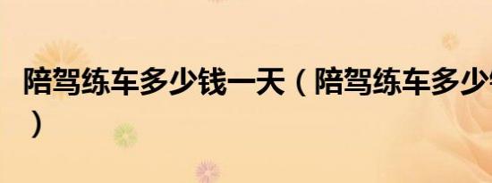 陪驾练车多少钱一天（陪驾练车多少钱一小时）