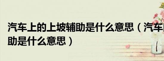 汽车上的上坡辅助是什么意思（汽车的上坡辅助是什么意思）