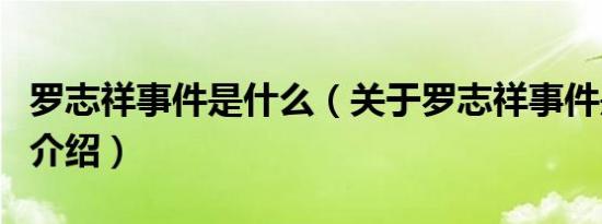 罗志祥事件是什么（关于罗志祥事件是什么的介绍）