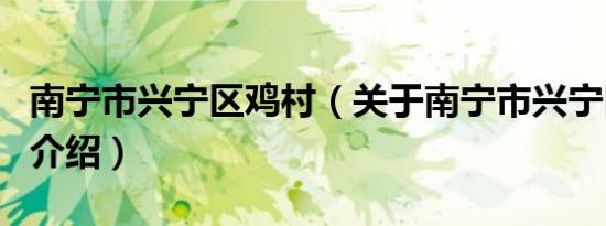 南宁市兴宁区鸡村（关于南宁市兴宁区鸡村的介绍）