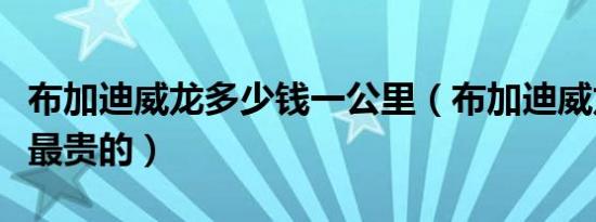布加迪威龙多少钱一公里（布加迪威龙多少钱最贵的）