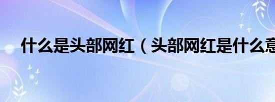 什么是头部网红（头部网红是什么意思）