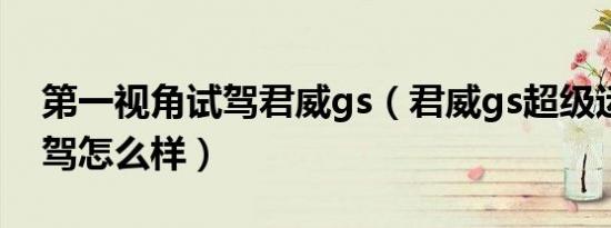 第一视角试驾君威gs（君威gs超级运动版试驾怎么样）