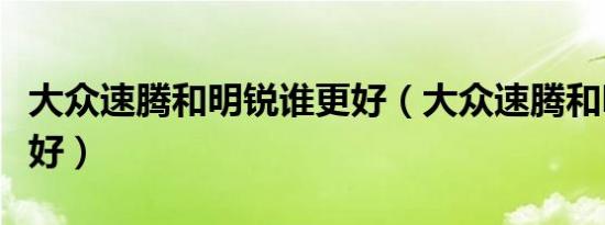 大众速腾和明锐谁更好（大众速腾和明锐哪个好）