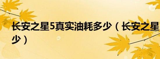 长安之星5真实油耗多少（长安之星2油耗多少）