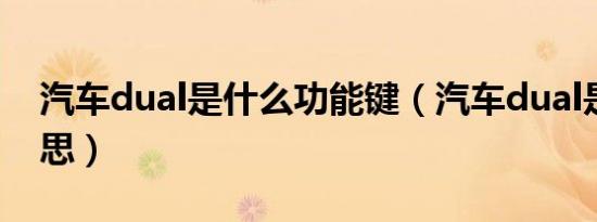 汽车dual是什么功能键（汽车dual是什么意思）