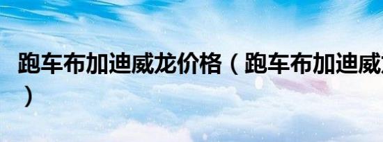 跑车布加迪威龙价格（跑车布加迪威龙多少钱）