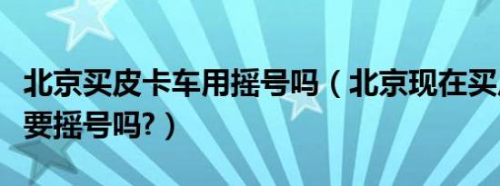 北京买皮卡车用摇号吗（北京现在买皮卡车需要摇号吗?）