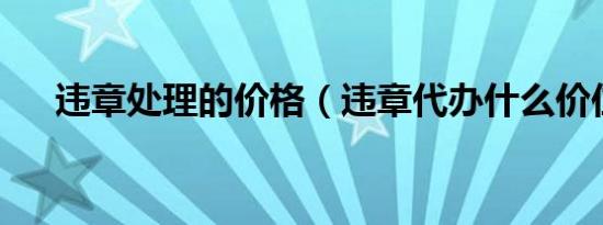 违章处理的价格（违章代办什么价位?）