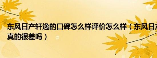 东风日产轩逸的口碑怎么样评价怎么样（东风日产轩逸质量真的很差吗）