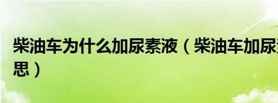 柴油车为什么加尿素液（柴油车加尿素是啥意思）