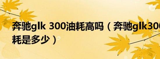 奔驰glk 300油耗高吗（奔驰glk300真实油耗是多少）