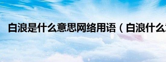 白浪是什么意思网络用语（白浪什么意思）