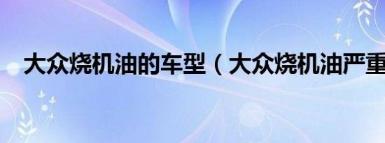 大众烧机油的车型（大众烧机油严重吗?）