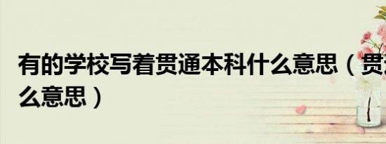 有的学校写着贯通本科什么意思（贯通学校什么意思）