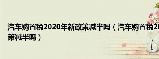 汽车购置税2020年新政策减半吗（汽车购置税2020年新政策减半吗）