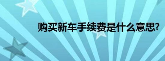 购买新车手续费是什么意思?