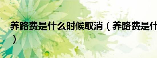养路费是什么时候取消（养路费是什么意思?）