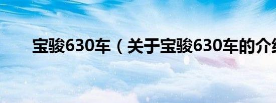 宝骏630车（关于宝骏630车的介绍）