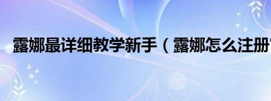 露娜最详细教学新手（露娜怎么注册官网）