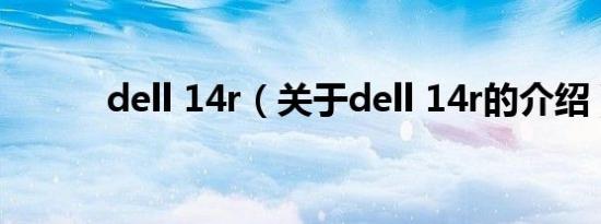 dell 14r（关于dell 14r的介绍）