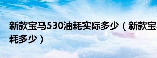 新款宝马530油耗实际多少（新款宝马530油耗多少）