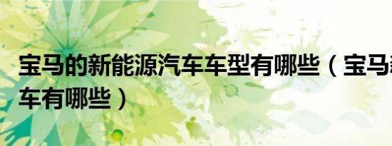 宝马的新能源汽车车型有哪些（宝马新能源汽车有哪些）
