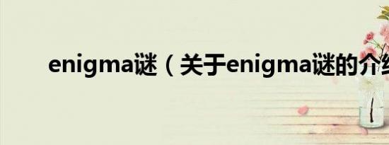 enigma谜（关于enigma谜的介绍）