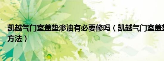 凯越气门室盖垫渗油有必要修吗（凯越气门室盖垫渗油解决方法）