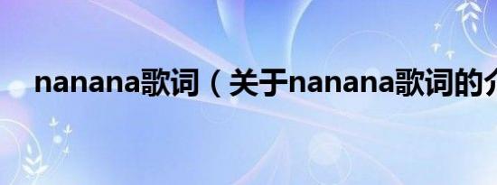 nanana歌词（关于nanana歌词的介绍）