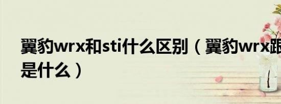 翼豹wrx和sti什么区别（翼豹wrx跟sti区别是什么）