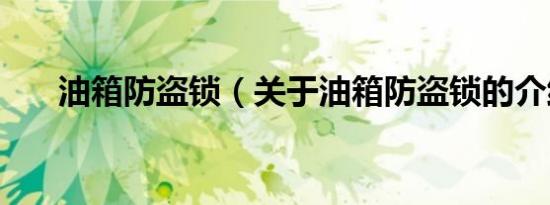 油箱防盗锁（关于油箱防盗锁的介绍）