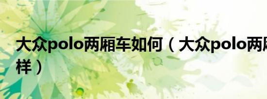 大众polo两厢车如何（大众polo两厢车怎么样）