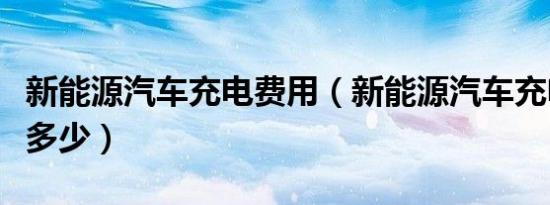 新能源汽车充电费用（新能源汽车充电费用是多少）