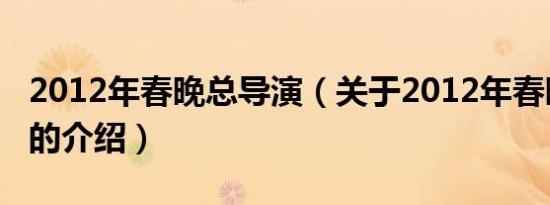 2012年春晚总导演（关于2012年春晚总导演的介绍）