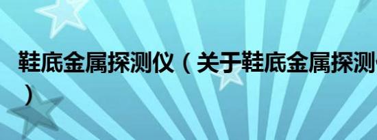 鞋底金属探测仪（关于鞋底金属探测仪的介绍）