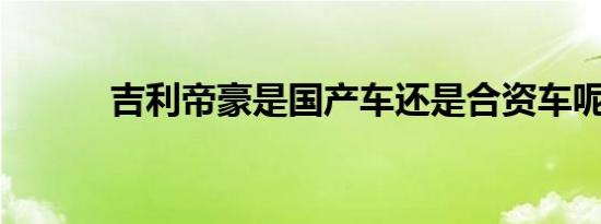 吉利帝豪是国产车还是合资车呢