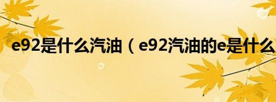 e92是什么汽油（e92汽油的e是什么意思）