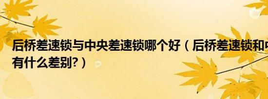 后桥差速锁与中央差速锁哪个好（后桥差速锁和中央差速器有什么差别?）