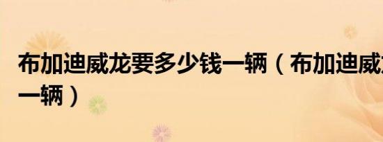 布加迪威龙要多少钱一辆（布加迪威龙多少钱一辆）