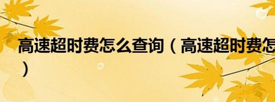 高速超时费怎么查询（高速超时费怎么计算?）
