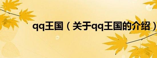 qq王国（关于qq王国的介绍）