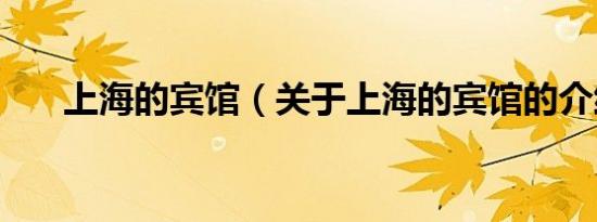 上海的宾馆（关于上海的宾馆的介绍）