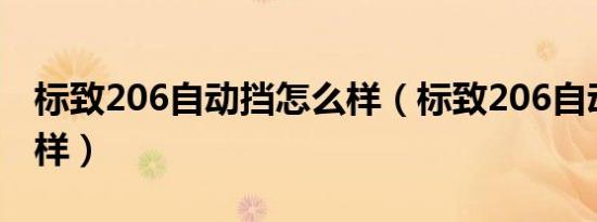 标致206自动挡怎么样（标致206自动挡怎么样）