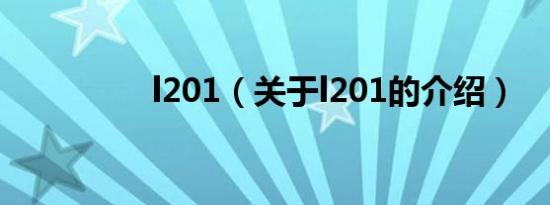 l201（关于l201的介绍）