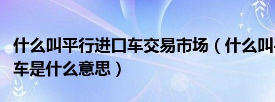 什么叫平行进口车交易市场（什么叫平行进口车是什么意思）