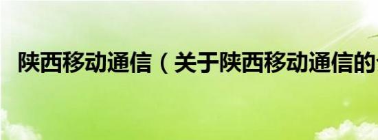 陕西移动通信（关于陕西移动通信的介绍）