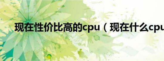 现在性价比高的cpu（现在什么cpu好）