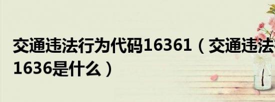 交通违法行为代码16361（交通违法行为代码1636是什么）