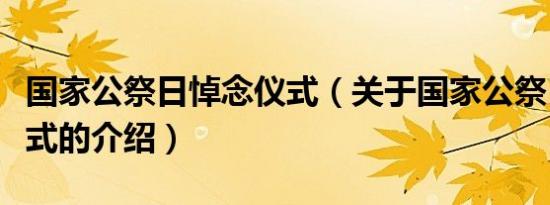国家公祭日悼念仪式（关于国家公祭日悼念仪式的介绍）